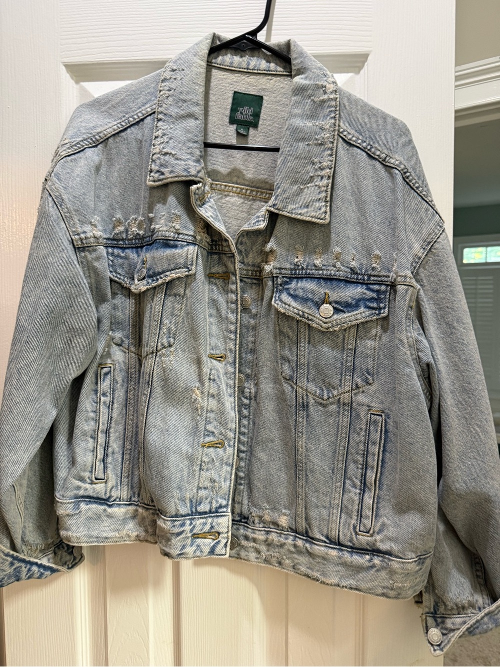 wild fable Light Wash Distressed Denim Jacket - Light Blue